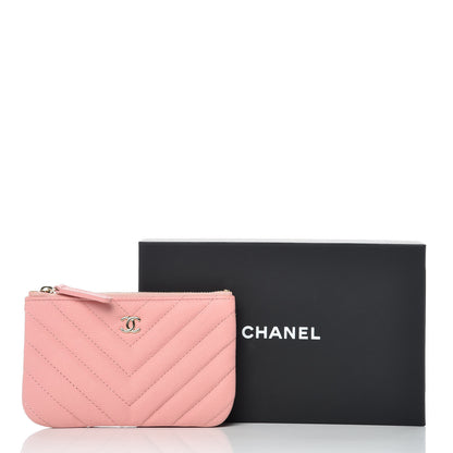 Chanel Caviar Chevron Quilted Small Cosmetic Case Pink 8 of 8