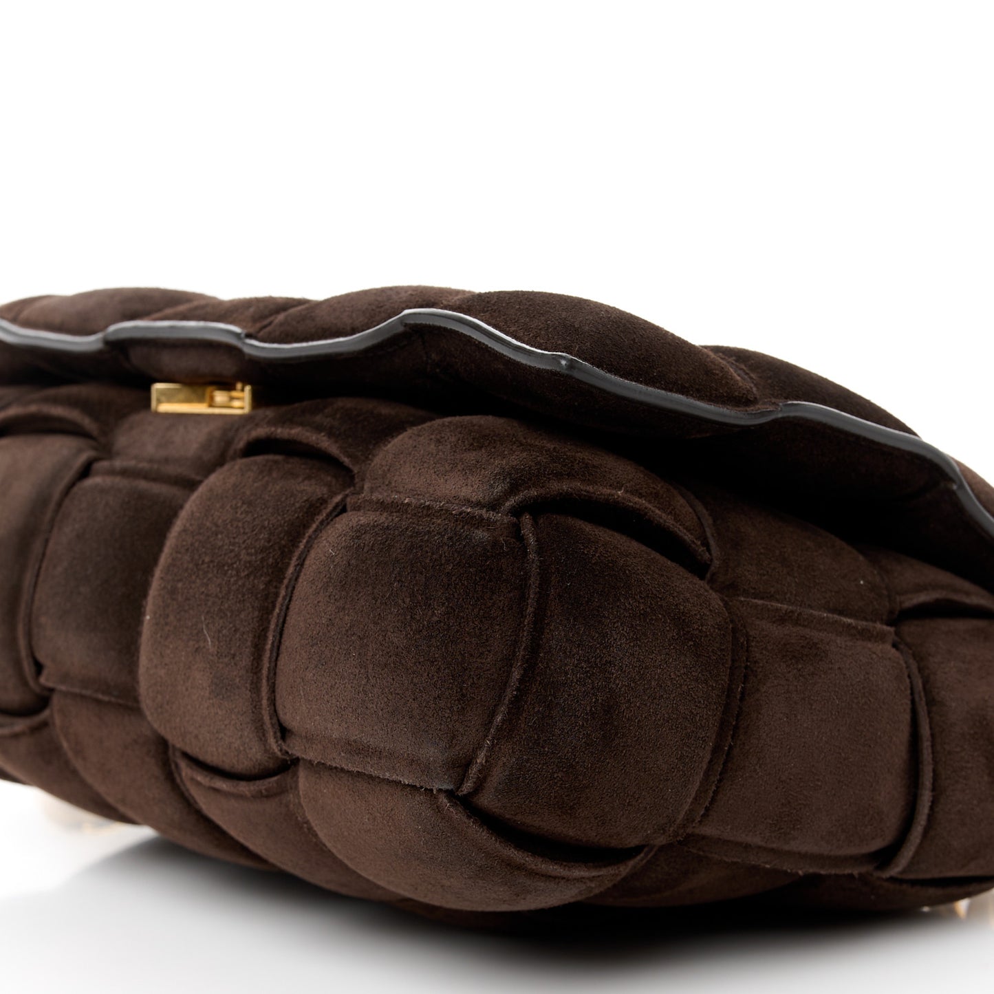 Suede Maxi Intrecciato Padded Chain Cassette Crossbody Bag Fondant