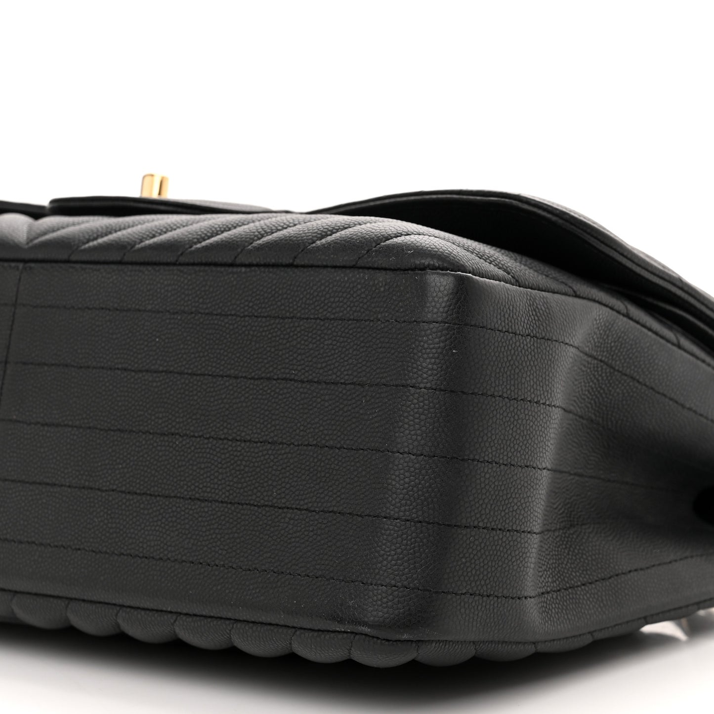 Caviar Chevron Quilted Jumbo Double Flap Black
