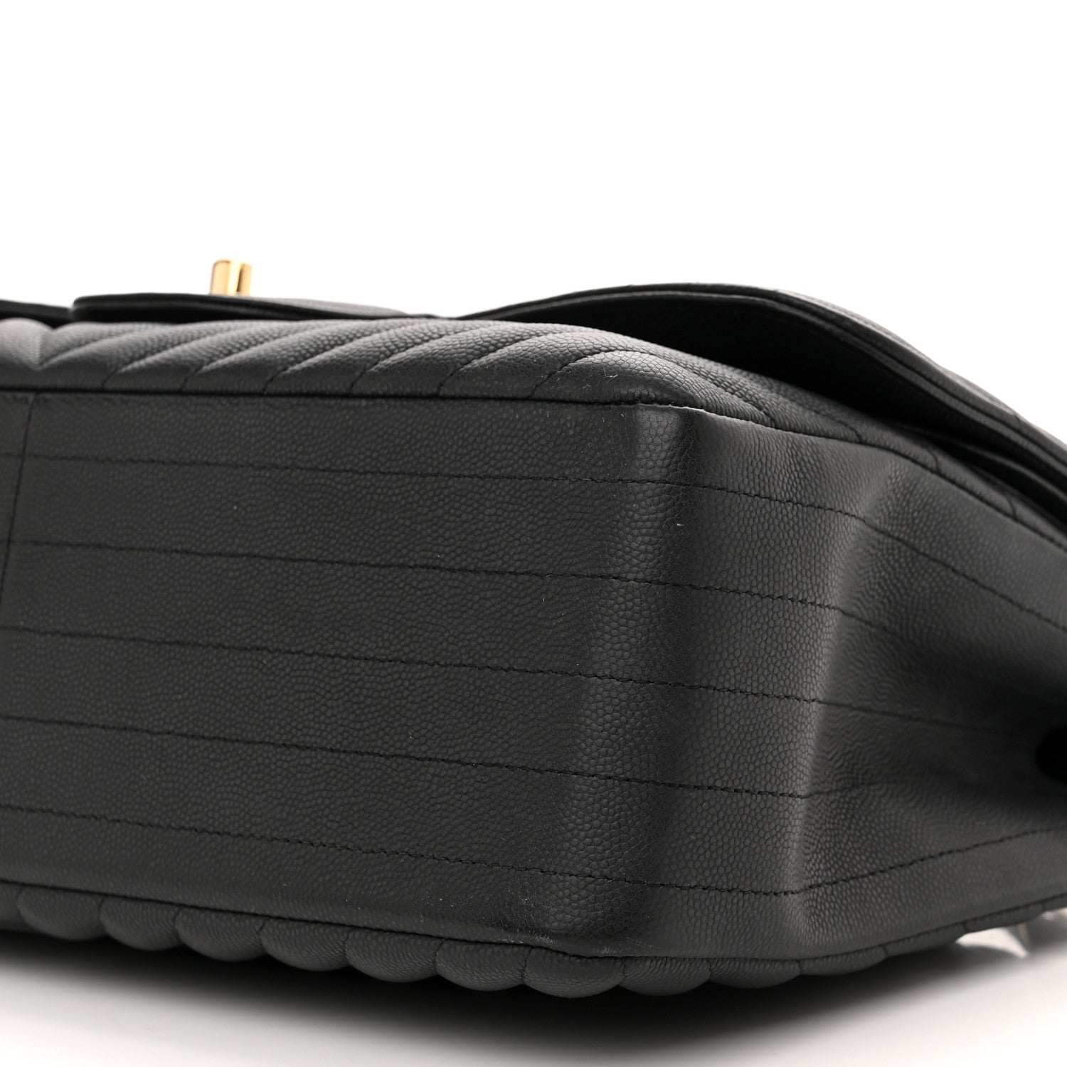 Chanel Caviar Chevron Quilted Jumbo Double Flap Black 10 of 13