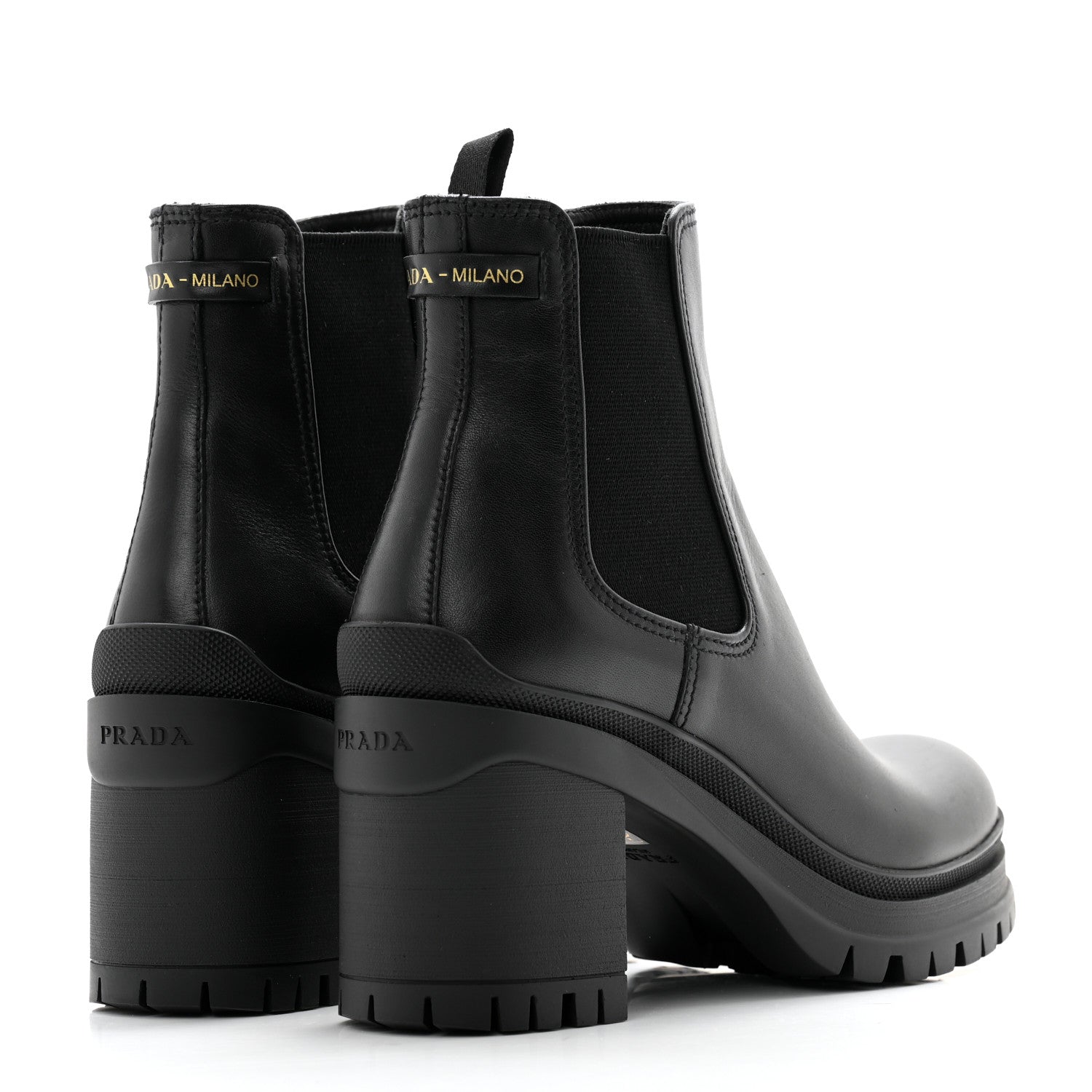 Prada Vitello Montana Lug Sole Chelsea 55mm Boots 36.5 Black 4 of 10