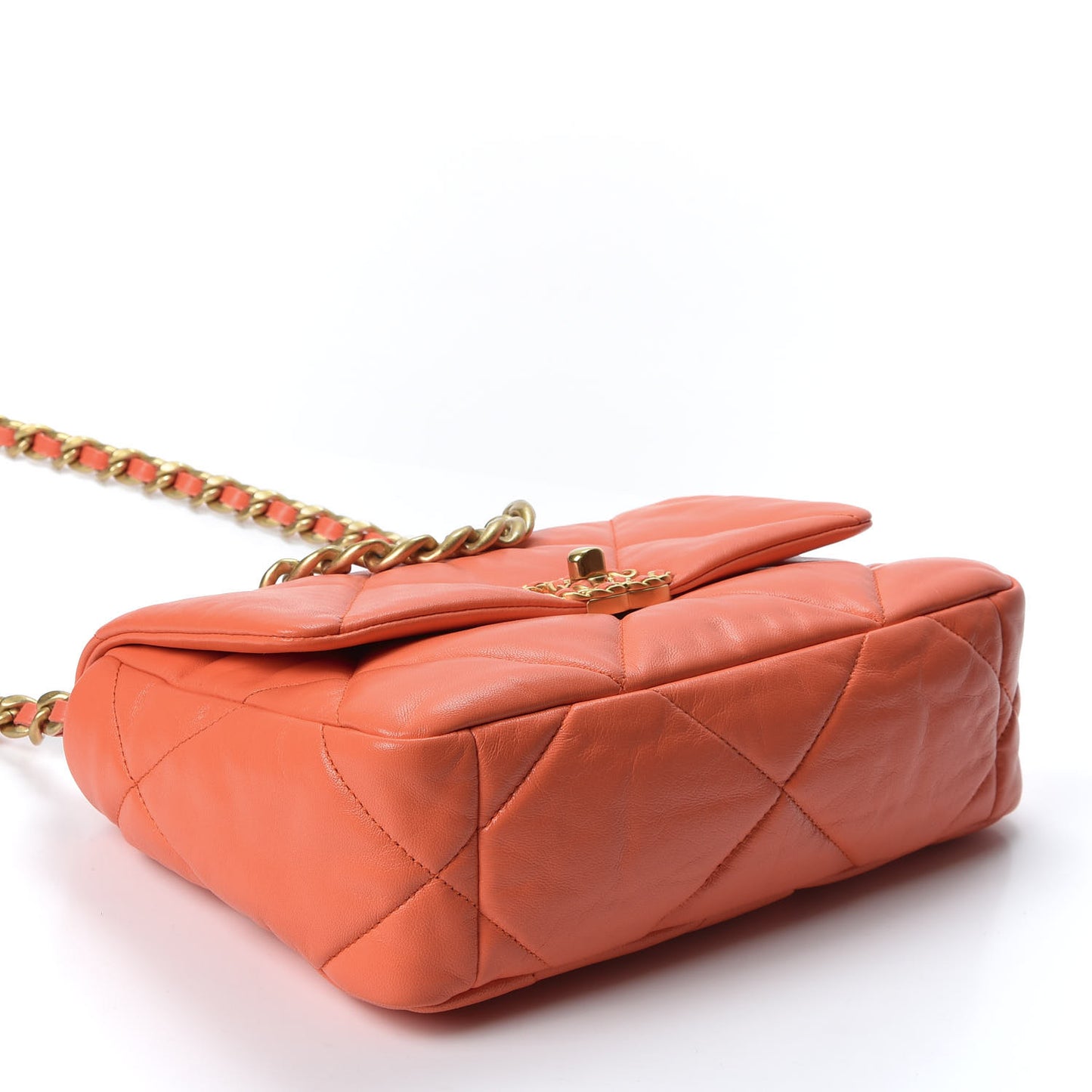 Goatskin Quilted Medium 19 Flap Orange