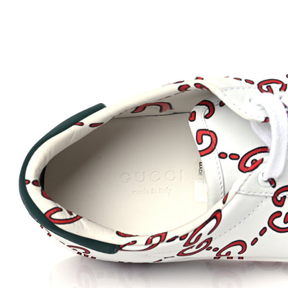 Gucci Calfskin GucciGhost Print Womens Ace Sneakers 36 White Hibiscus Red 8 of 9