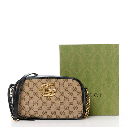 Gucci Monogram Matelasse Diagonal Small GG Marmont Chain Shoulder Bag Beige Black 13 of 13