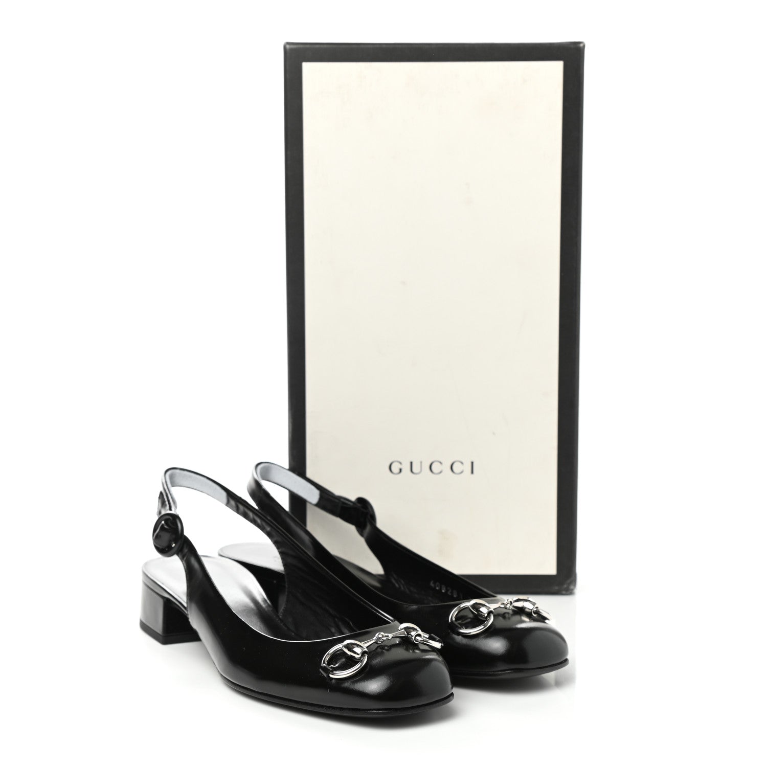 Gucci Regent Calfskin Horsebit Slingback Pumps 38 Black 10 of 10