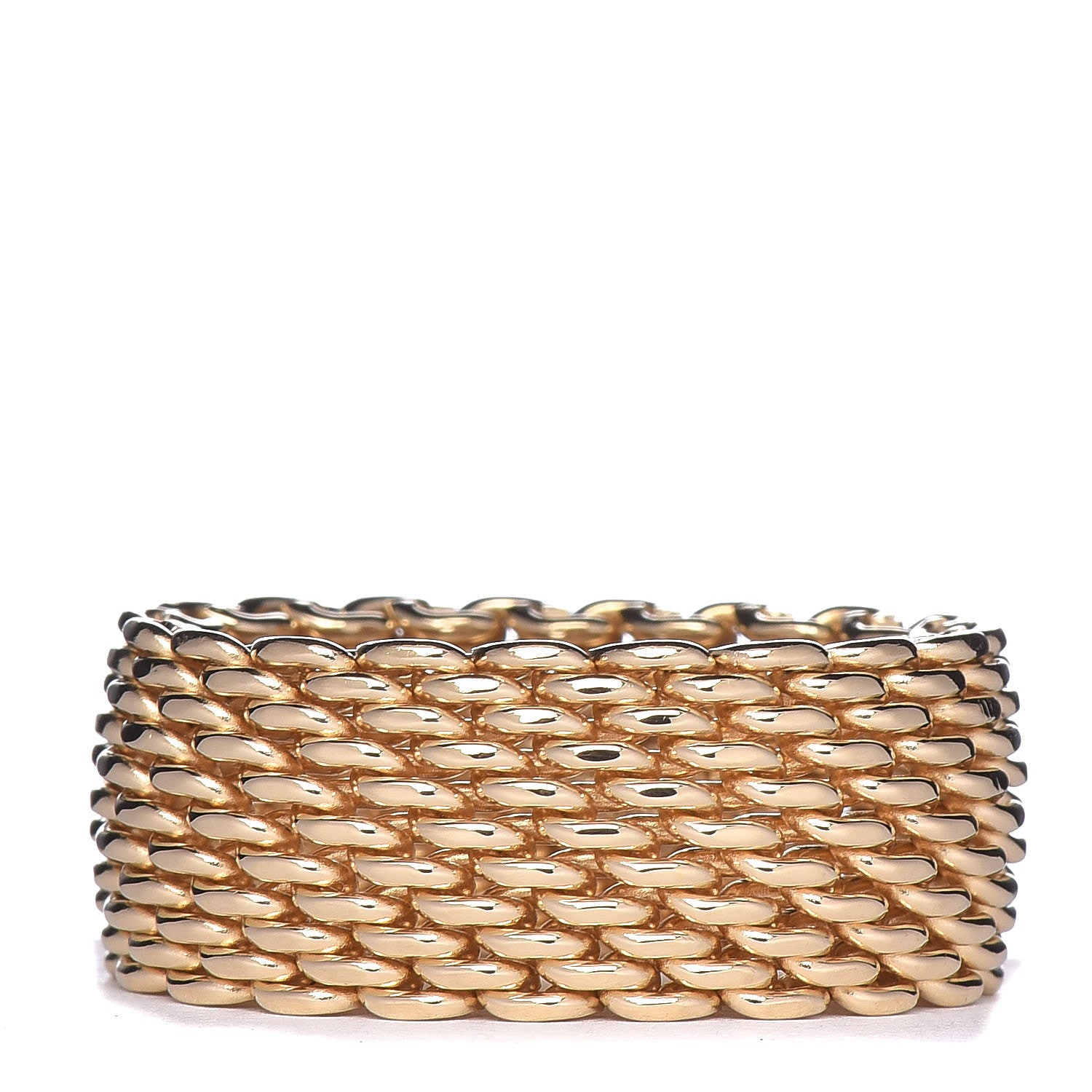 Tiffany 18K Yellow Gold Wide Somerset Mesh Ring 55 7.25 1 of 4