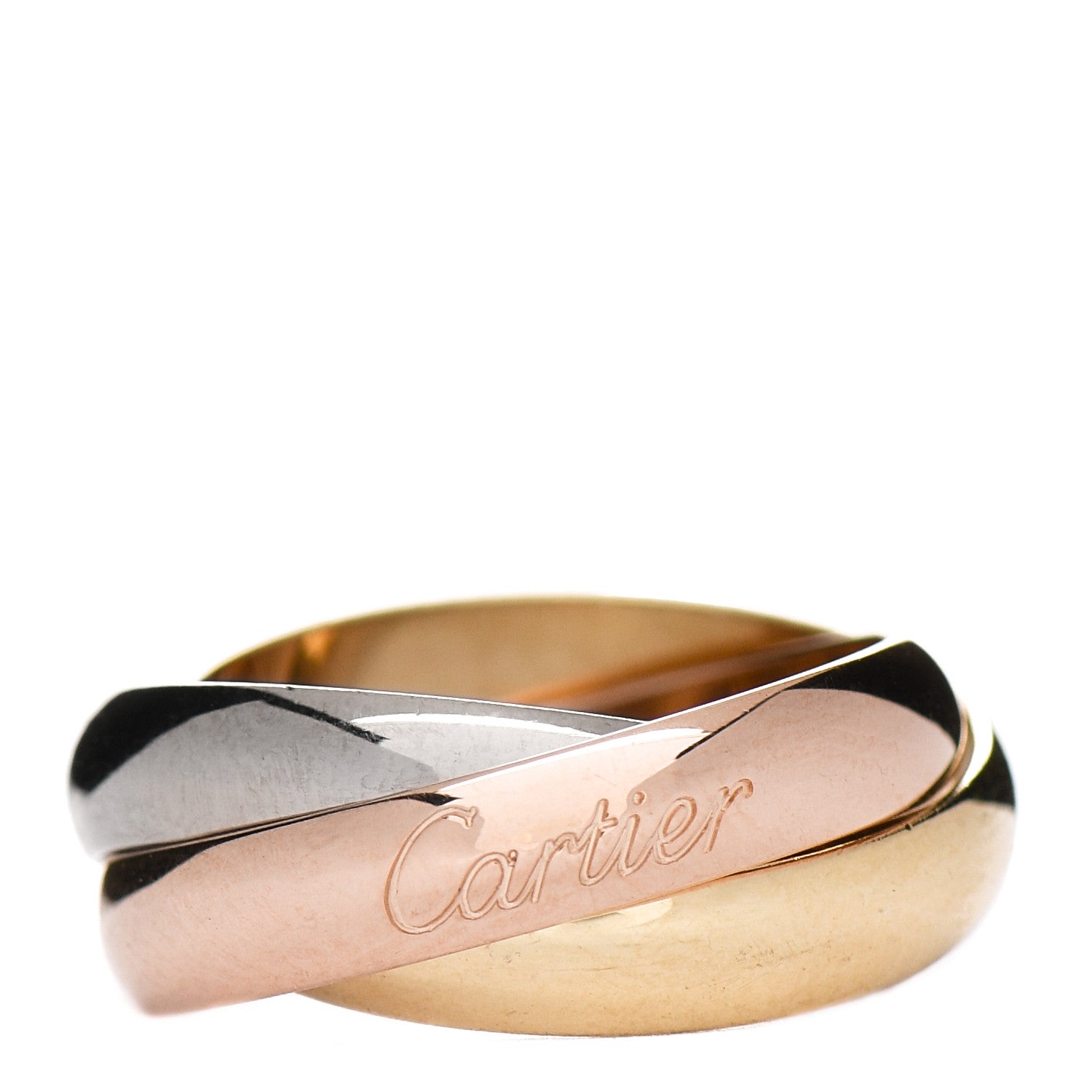Cartier 18K Pink Yellow White Gold Classic Trinity Ring 47 4 1 of 5
