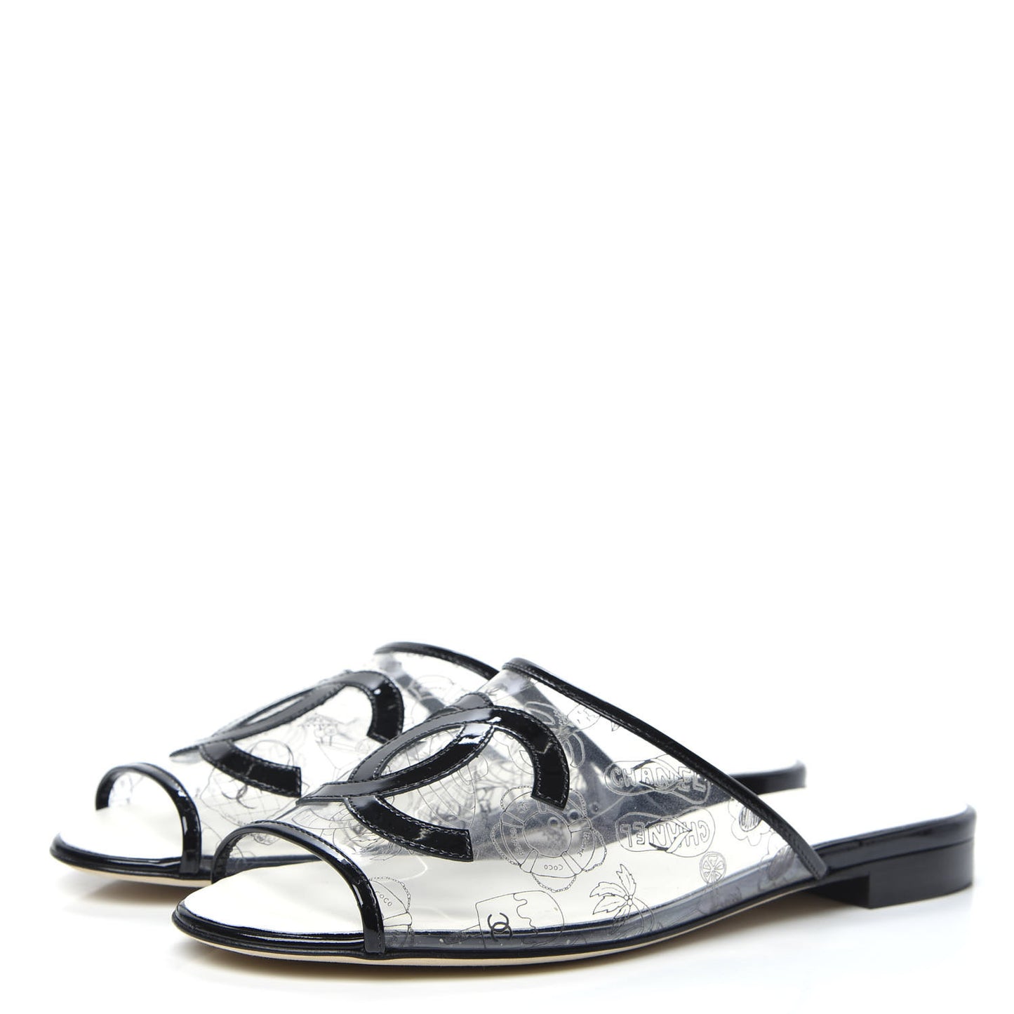 Patent PVC CC Sandal Mule 39 Black