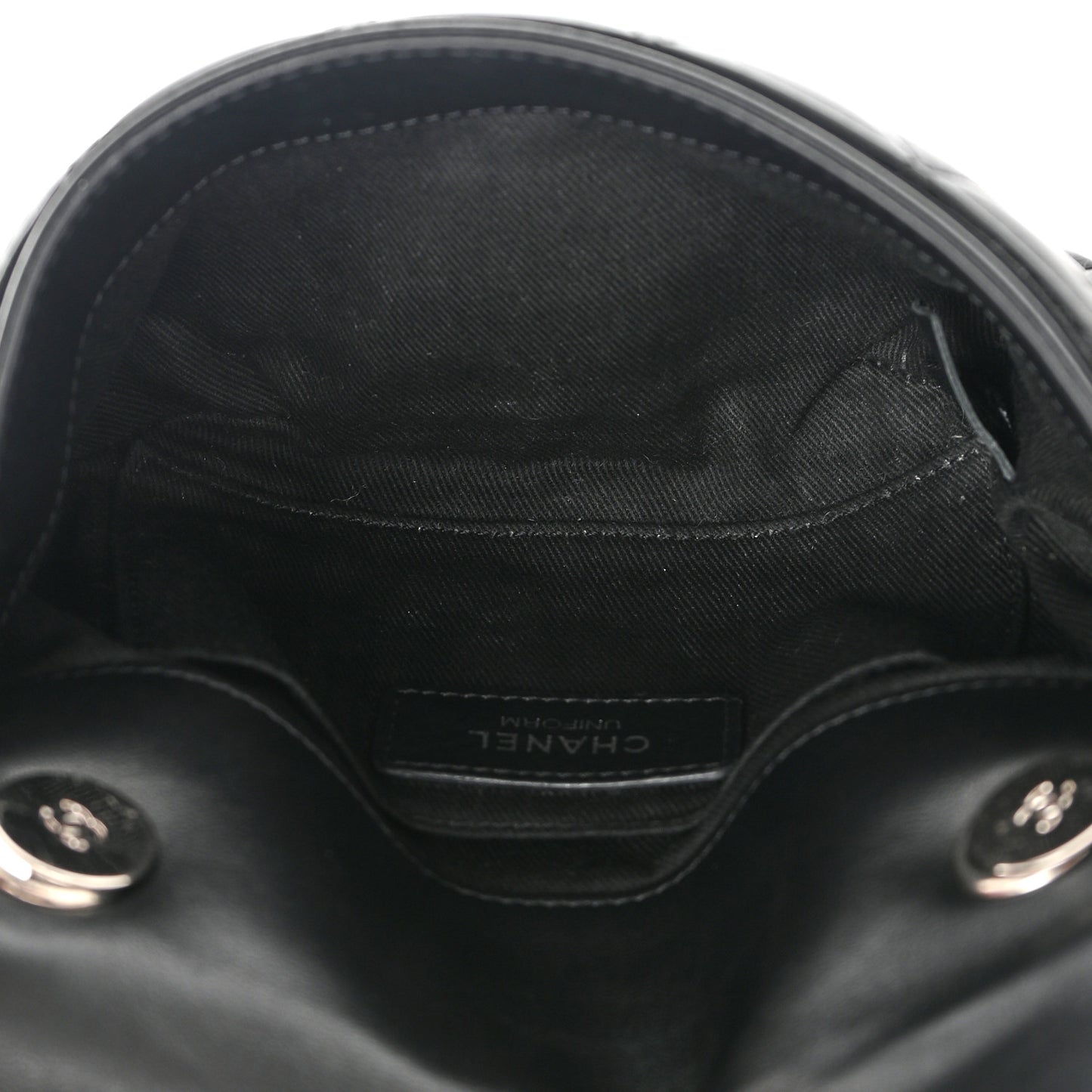 Calfskin Quilted CC Uniform Flap Belt Bag Black