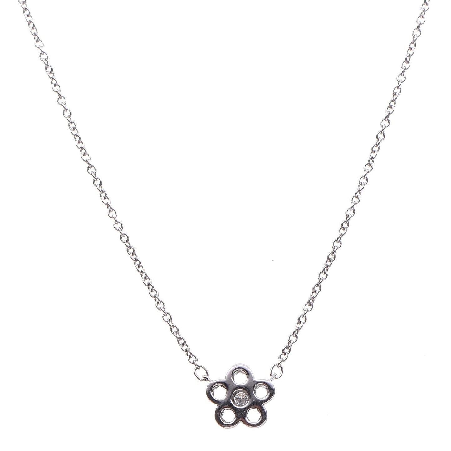 Platinum Diamond Flower Necklace