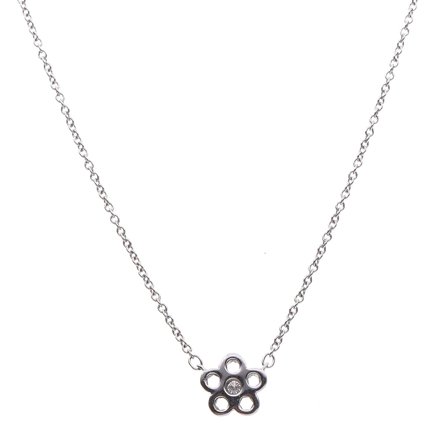 Tiffany Platinum Diamond Flower Necklace 4 of 7