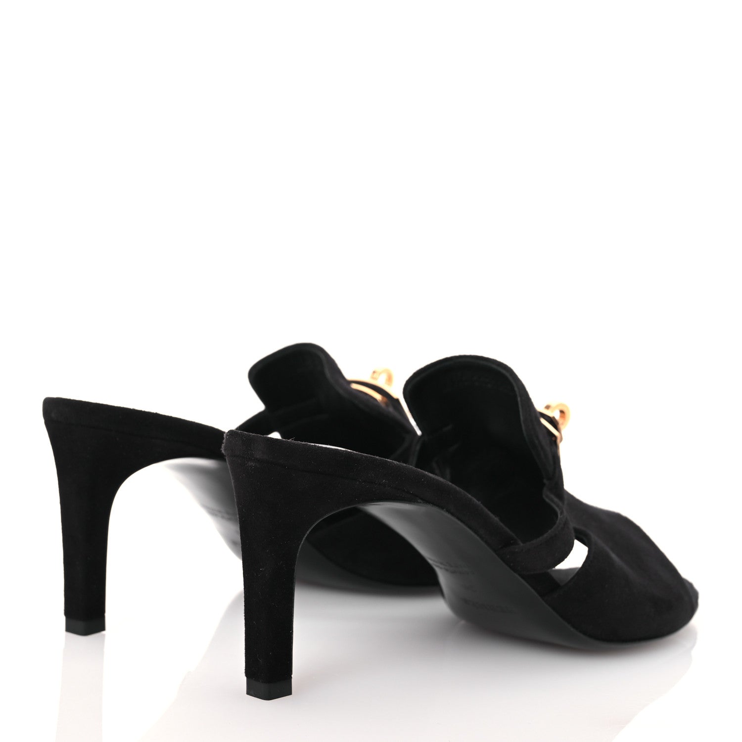 Hermes Suede Goatskin Satin Cute Sandals 39 Black 4 of 11