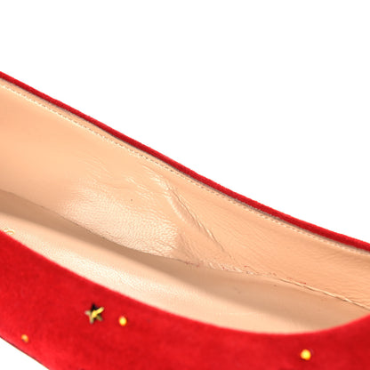 Christian Louboutin Veau Velours Embellished Gravitanita Starry Flats 39 Red 9 of 11