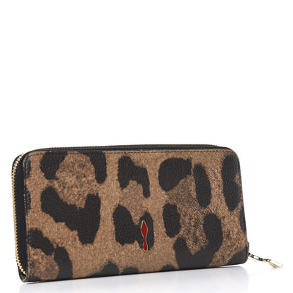 Christian Louboutin Calfskin Empire Leopard Panettone Zip Around Wallet Brown 3 of 6