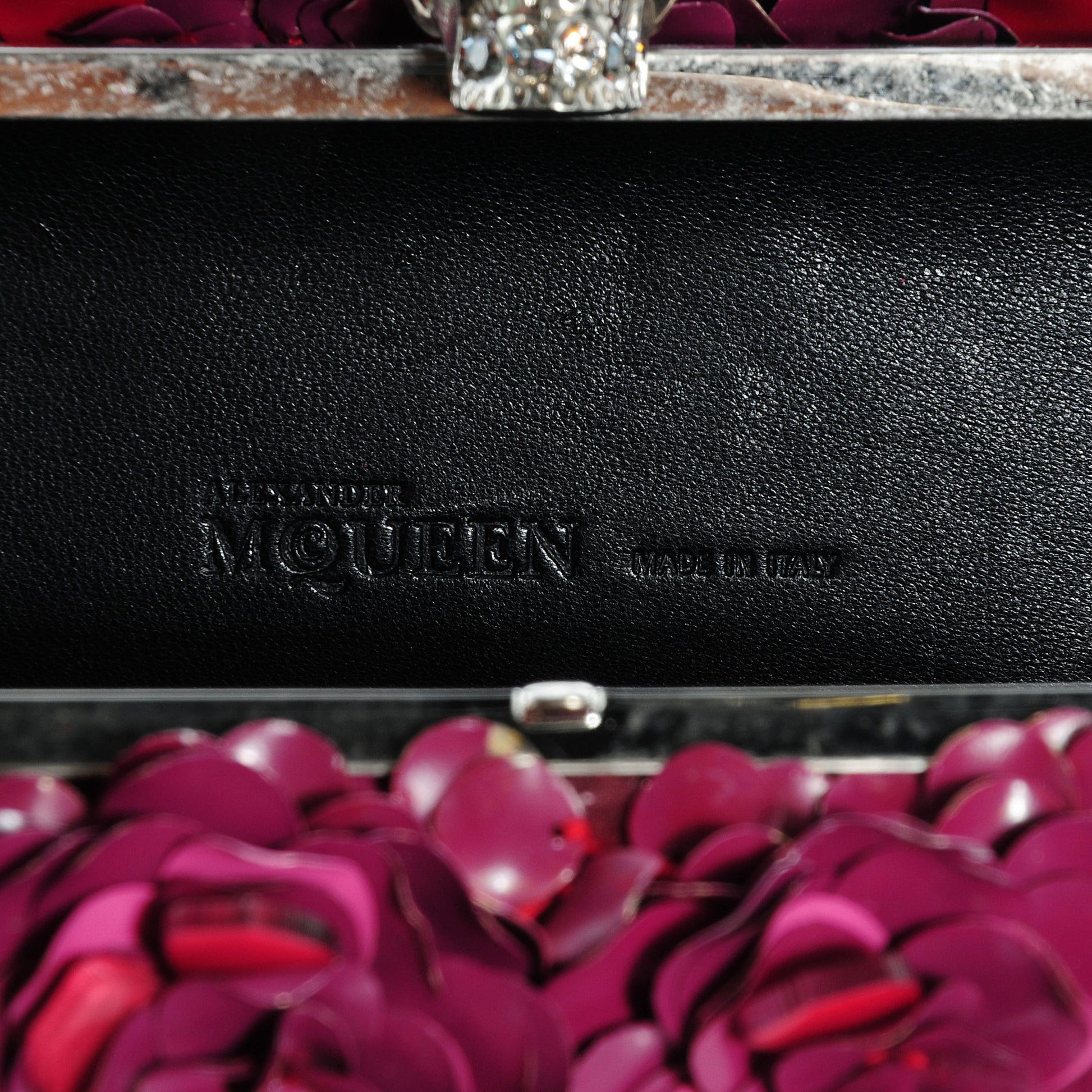 Alexander McQueen Metal Flower Box Swarovski Crystal Petal Skull Clutch 6 of 8