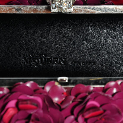 Alexander McQueen Metal Flower Box Swarovski Crystal Petal Skull Clutch 6 of 8