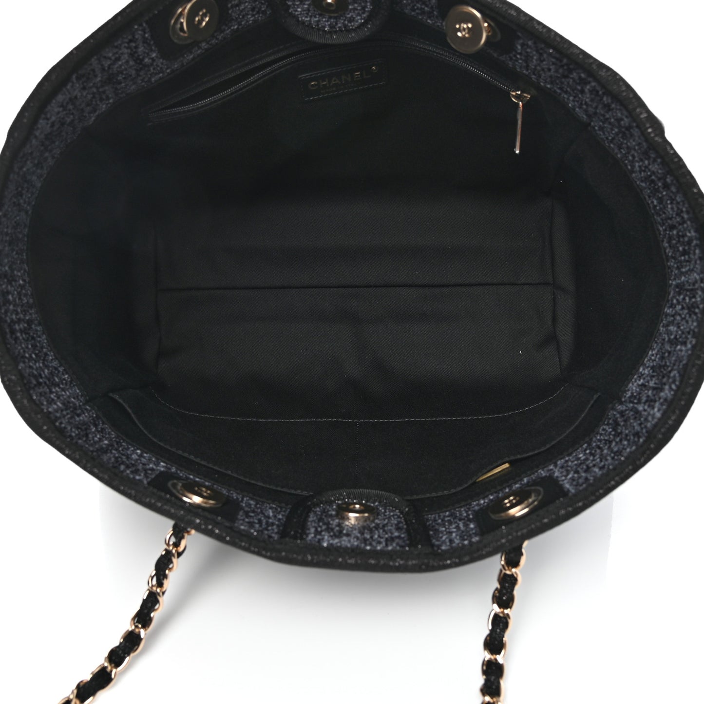 Lurex Boucle Small Deauville Tote Black