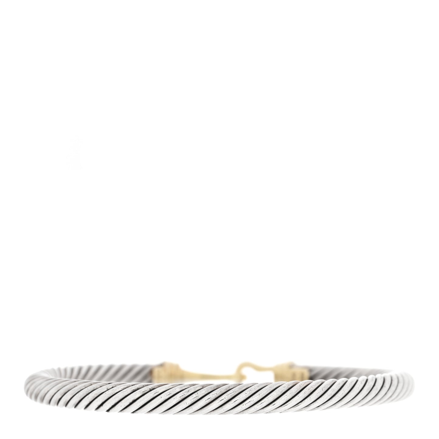 Sterling Silver 14K Yellow Gold 5mm Cable Classic Buckle Bracelet