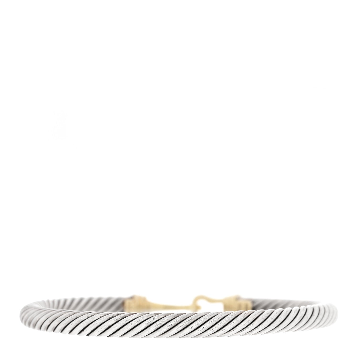 David Yurman Sterling Silver 14K Yellow Gold 5mm Cable Classic Buckle Bracelet 2 of 4