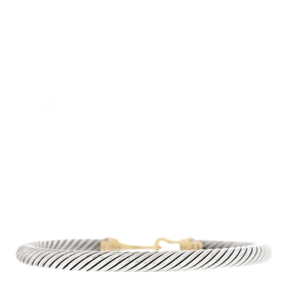 David Yurman Sterling Silver 14K Yellow Gold 5mm Cable Classic Buckle Bracelet 2 of 4