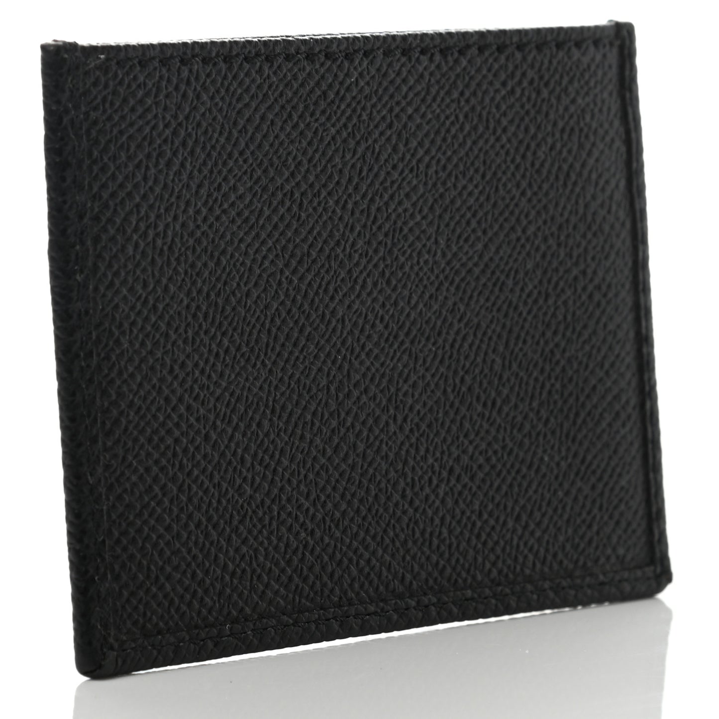 Grainy Calfskin Card Case Black