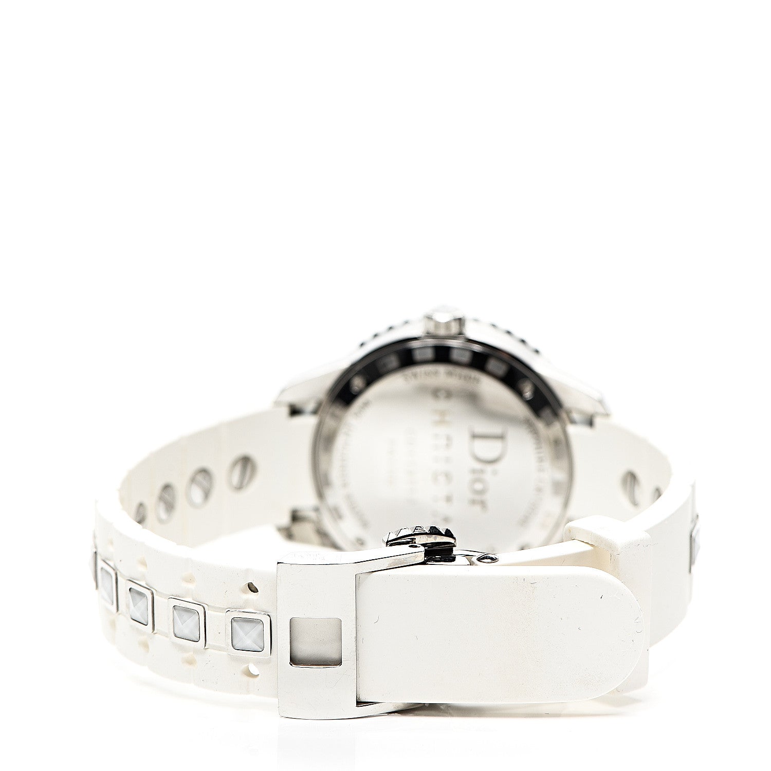 Christian Dior Stainless Steel Rubber Diamond Sapphire 33mm Christal Quartz Watch White 3 of 5