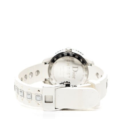 Christian Dior Stainless Steel Rubber Diamond Sapphire 33mm Christal Quartz Watch White 3 of 5