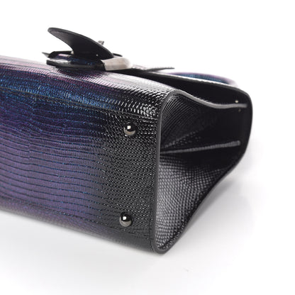 Delvaux Iridescent Lizard Mini Brillant Satchel Black 6 of 9