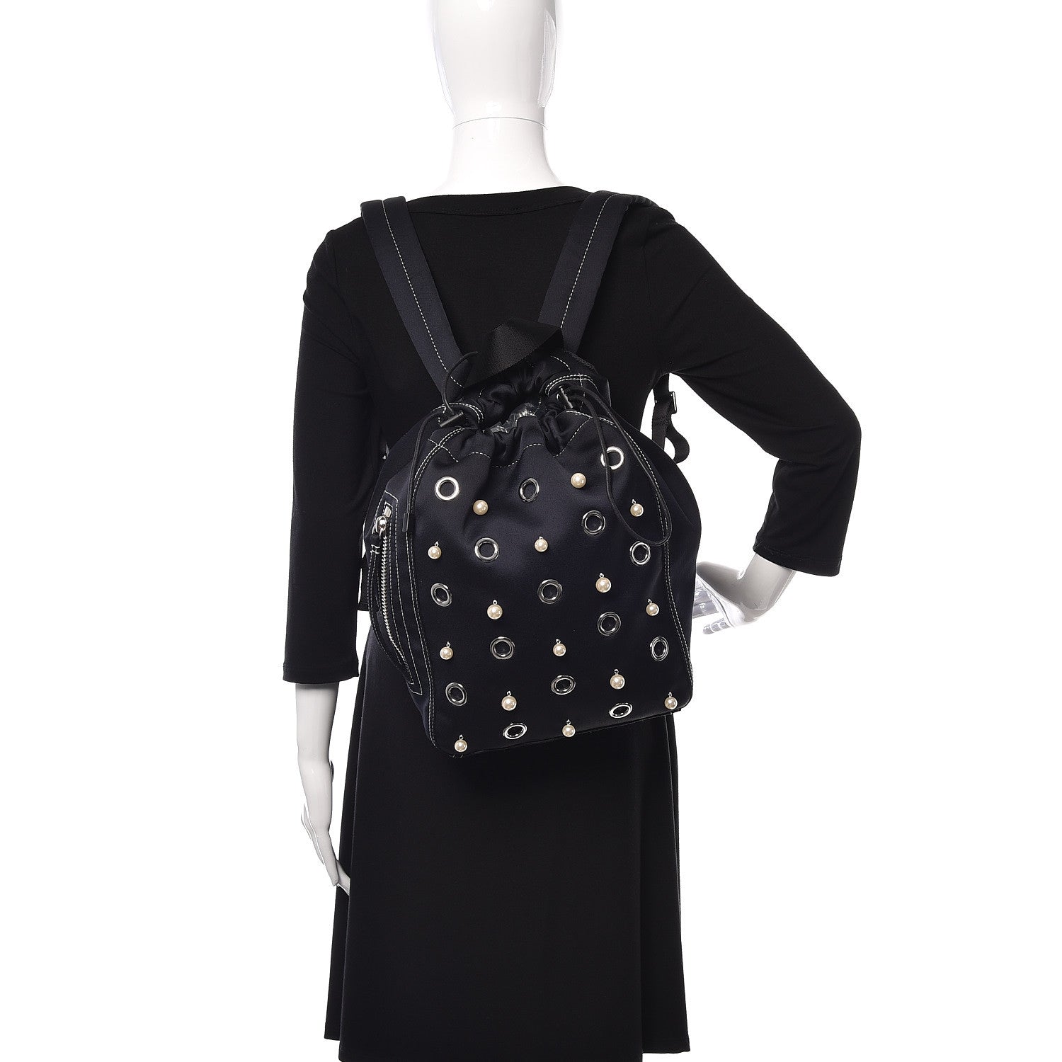 3.1 Phillip Lim 3.1 Satin Faux Pearl Eyelet Go Go Backpack Phantom Blue 2 of 10