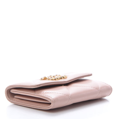 Chanel Shiny Goatskin Quilted 19 Flap Card Holder Wallet Pink 4 of 8