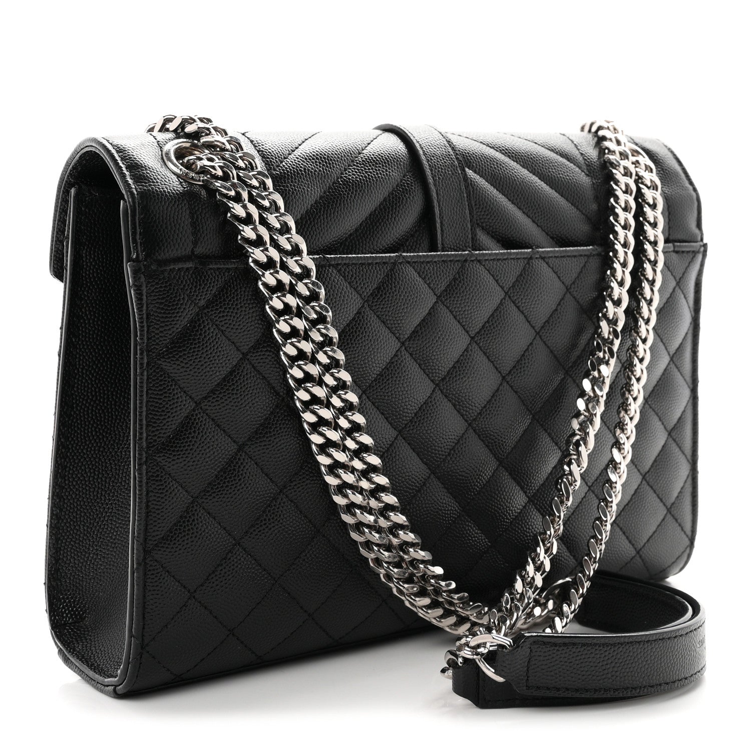 Saint Laurent Grain De Poudre Textured Mixed Matelasse Triquilt Medium Monogram Satchel Black 3 of 10