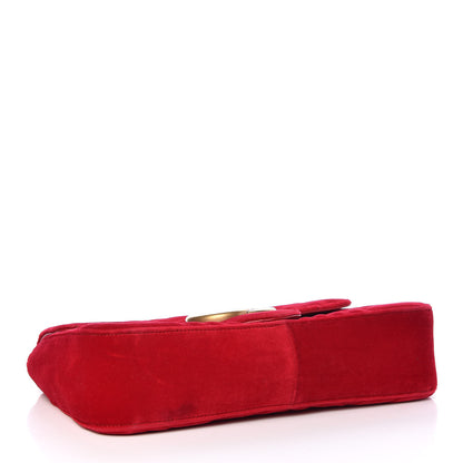 Gucci Velvet Matelasse Medium GG Marmont Shoulder Bag Hibiscus Red 4 of 13