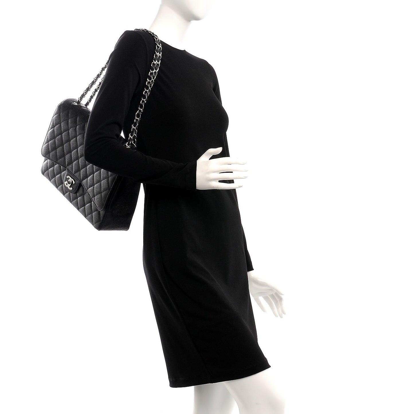 Caviar Quilted Maxi Double Flap Black