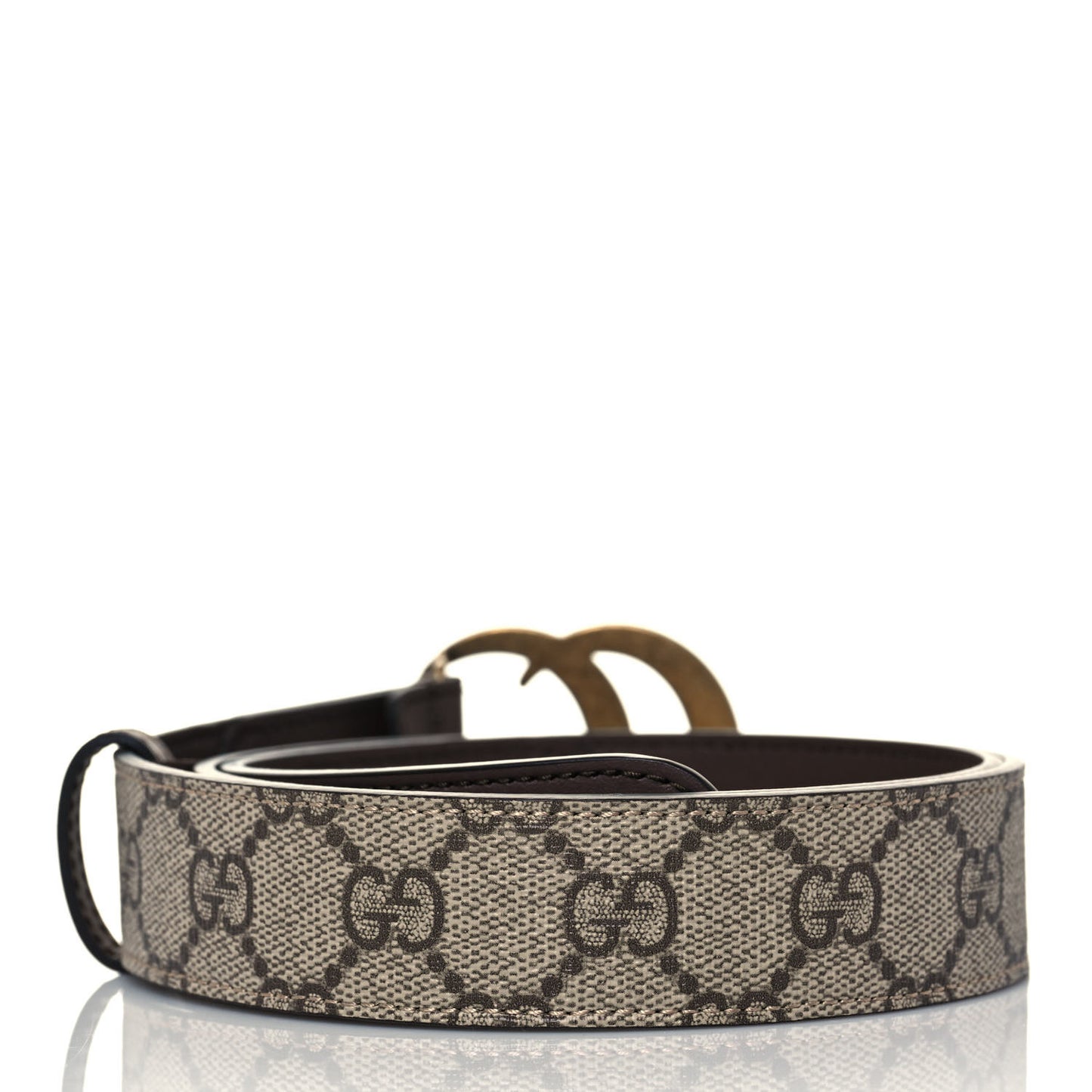 GG Supreme Monogram Matte Plutone Calfskin Double G 30mm Belt 85 34 Beige Ebony New Acero