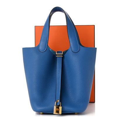Hermes Taurillon Clemence Picotin Lock 18 PM Mykonos 11 of 11