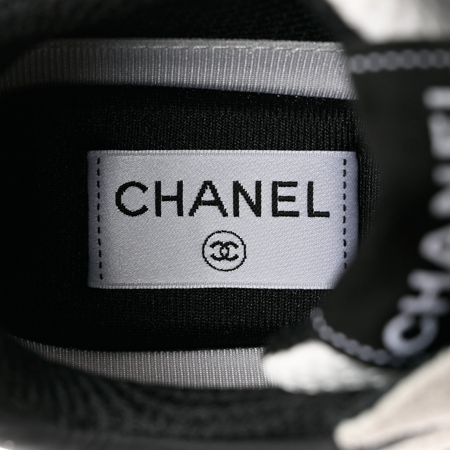 Chanel Mesh Suede Calfskin Grained Calfskin Womens CC Sneakers 38.5 White Black 7 of 11