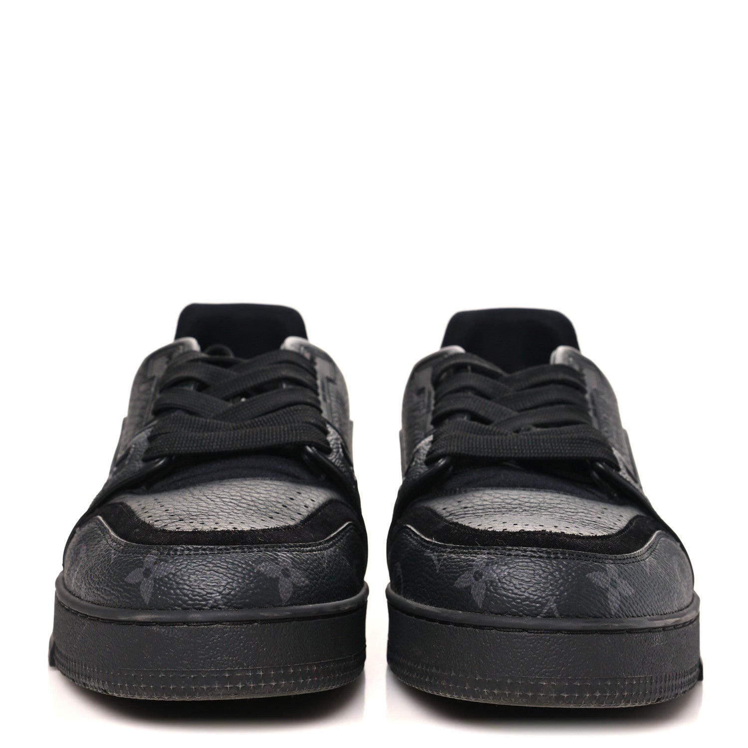 Louis Vuitton Calfskin Monogram Eclipse Mens LV Trainer Sneakers 10 Black 3 of 10