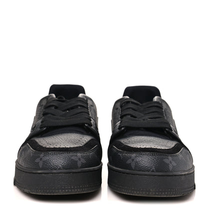 Louis Vuitton Calfskin Monogram Eclipse Mens LV Trainer Sneakers 10 Black 3 of 10