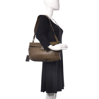 Burberry Calfskin Large Studded Padlock Shoulder Bag Khaki 2 of 16