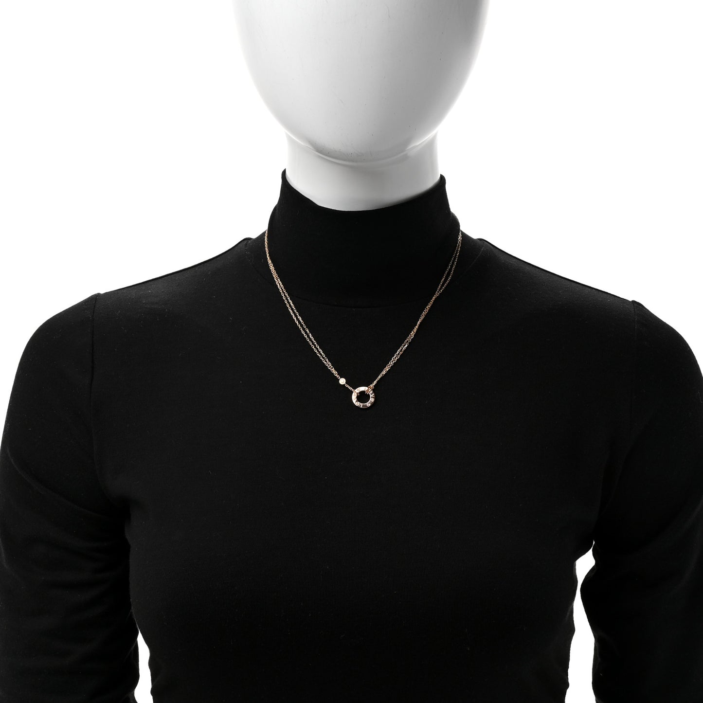 18K Pink Gold 2 Diamond LOVE Necklace