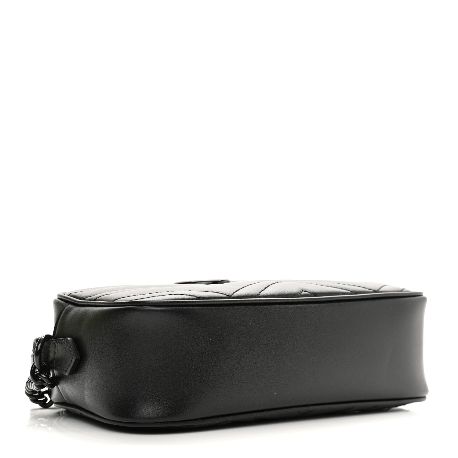 Gucci Calfskin Matelasse Monochrome Small GG Marmont Chain Shoulder Bag Black 4 of 11