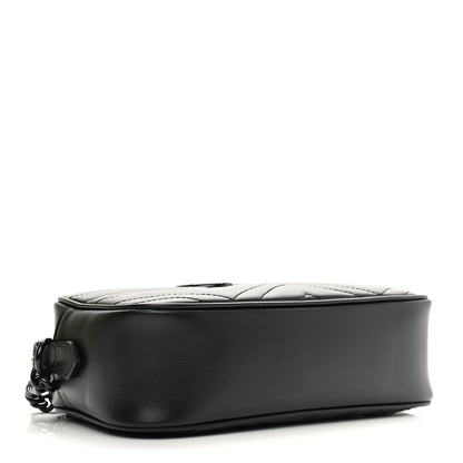 Gucci Calfskin Matelasse Monochrome Small GG Marmont Chain Shoulder Bag Black 4 of 11