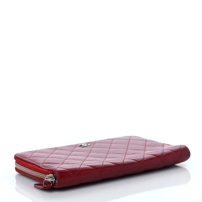 Chanel Lambskin Quilted Large Zip Around Organizer Wallet Red 4 of 9