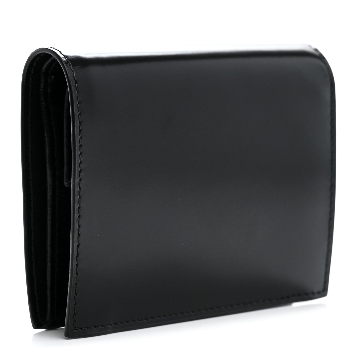 Prada Brushed Calfskin Small Triangle Bi-Fold Wallet Black 3 of 8