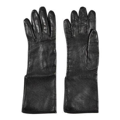 Hermes Lambskin Silk Lined Gloves 6.5 Black 1 of 3