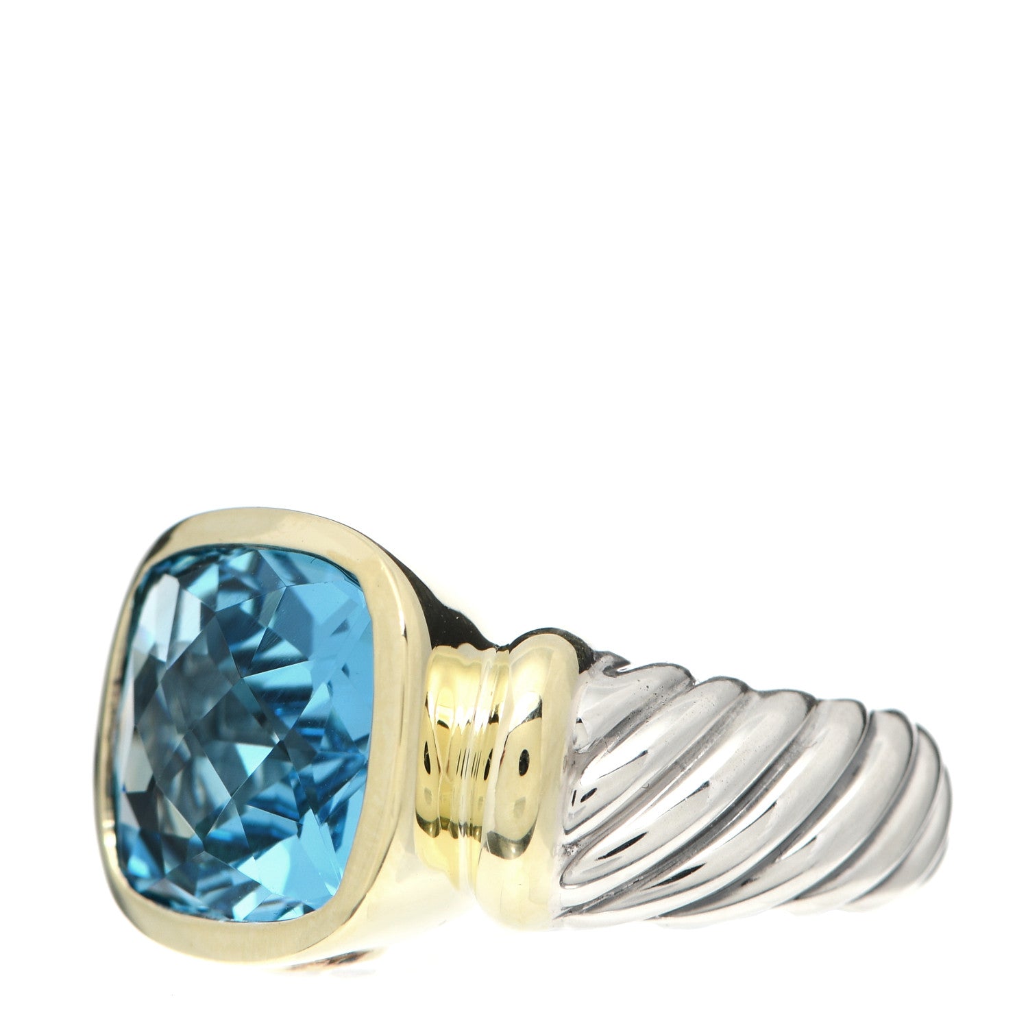 David Yurman Sterling Silver 14K Yellow Gold Blue Topaz 14mm Noblesse Ring 54 7 3 of 6