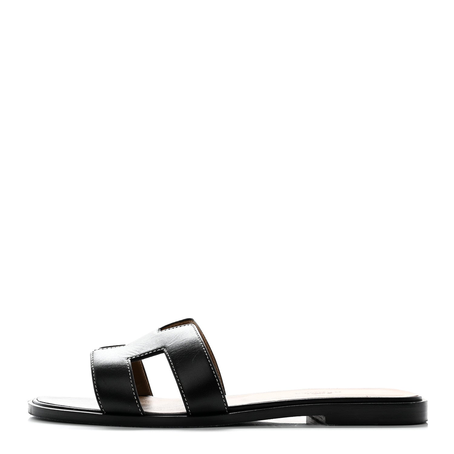 Hermes Box Calfskin Oran Sandals 38 Black 1 of 14