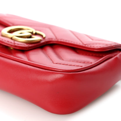 Gucci Calfskin Matelasse Super Mini GG Marmont Shoulder Bag Hibiscus Red 10 of 11