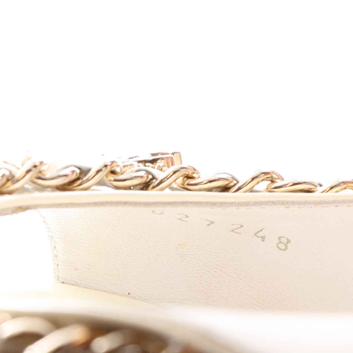 Patent Chain CC Slingback Sandals 39.5 Beige Black