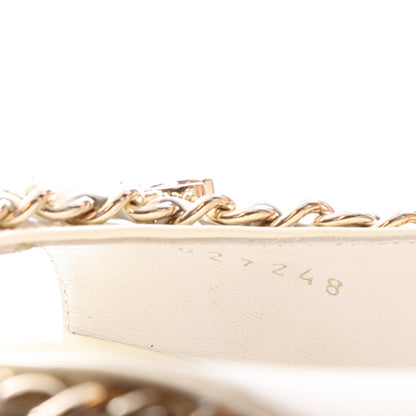 Chanel Patent Chain CC Slingback Sandals 39.5 Beige Black 10 of 10